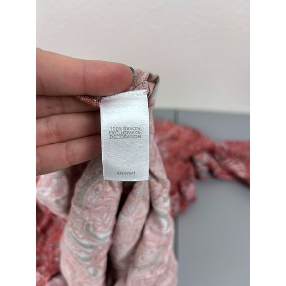 J. Jill women's XL burnt orange paisley tiered 3/4 sleeve prairie maxi dress - Picture 11 of 11